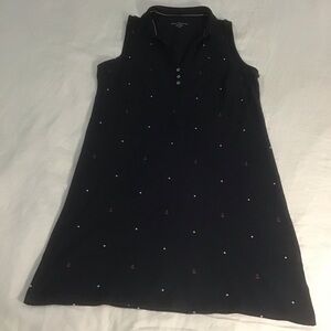 Tommy Hilfiger Navy Blue Sleeveless Anchor Dot Polo Dress, Size L